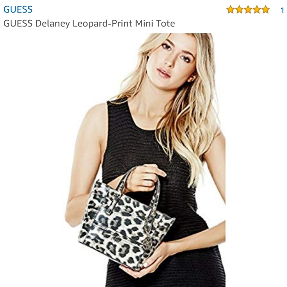 Guess leopard print crossbody mini tote bag